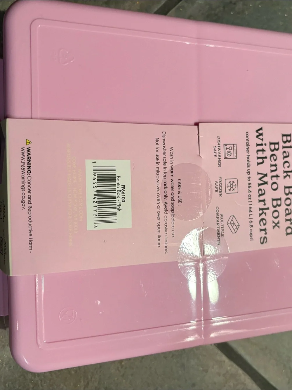 Core Pink Blackboard Bento Box with Markers - 5-Section Lunch Container